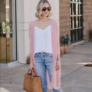Ambiance Long Blush Pink Cardigan